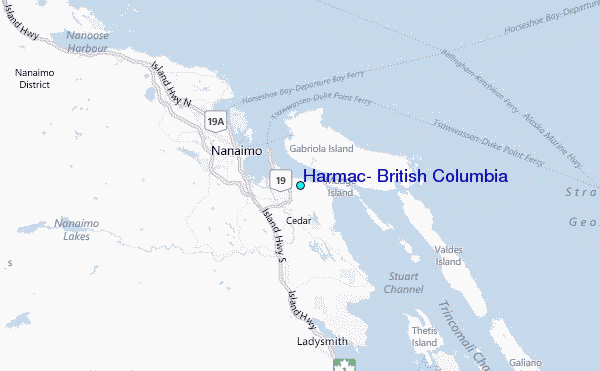 Harmac, British Columbia Tide Station Location Map