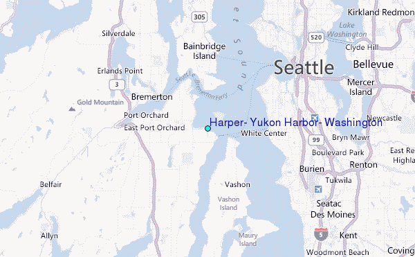 Harper, Yukon Harbor, Washington Tide Station Location Map