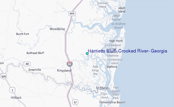 Harrietts Bluff, Crooked River, Georgia Tide Station Location Map