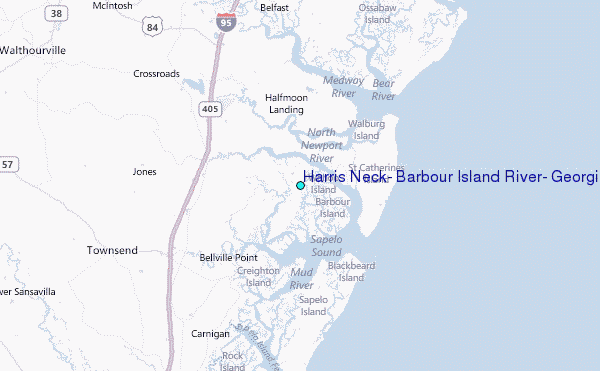 Harris Neck, Barbour Island River, Georgia Tide Station Location Map