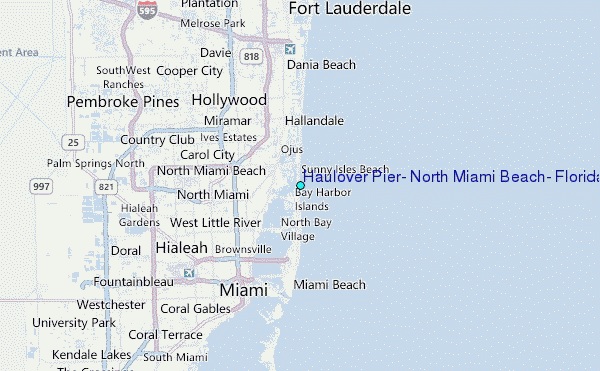 Haulover Pier, North Miami Beach, Florida Tide Station Location Map