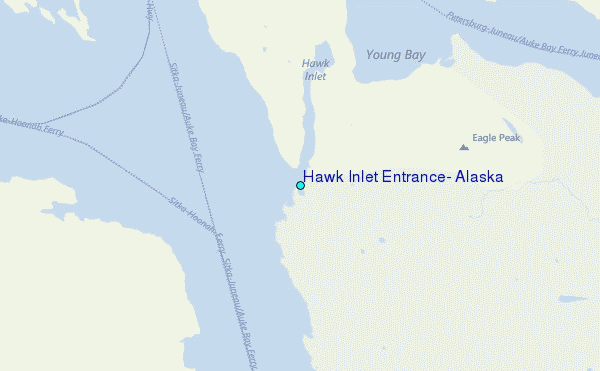 Hawk Inlet Entrance, Alaska Tide Station Location Map