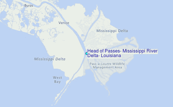 Head of Passes, Mississippi River Delta, Louisiana Tide Station Location Map