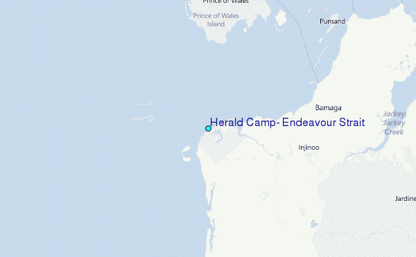 Herald Camp, Endeavour Strait Tide Station Location Map