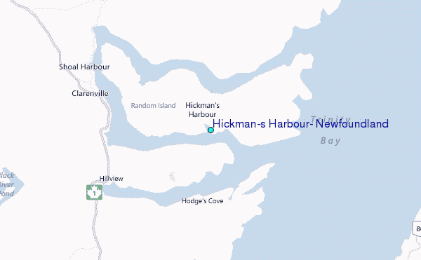 Hickman's Harbour, Newfoundland Tide Station Location Map