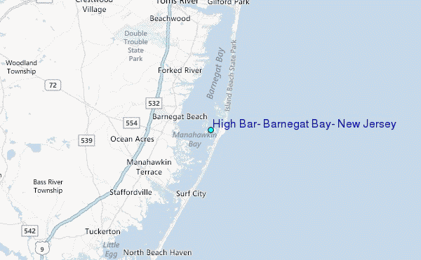 High Bar, Barnegat Bay, New Jersey Tide Station Location Map