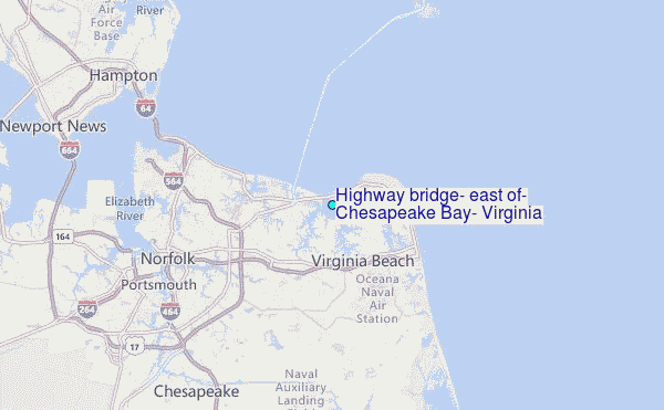 Highway bridge, east of, Chesapeake Bay, Virginia Tide Station Location Map