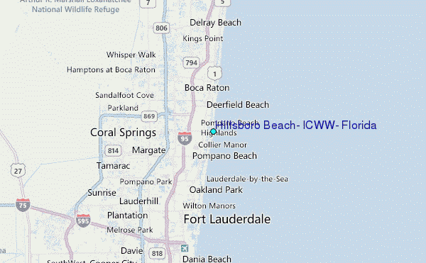 Hillsboro Beach, ICWW, Florida Tide Station Location Map