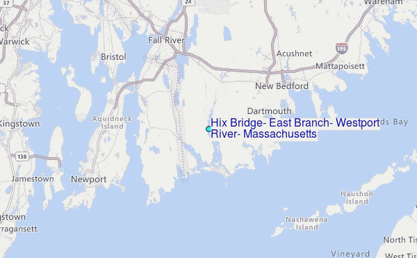 Hix Bridge, East Branch, Westport River, Massachusetts Tide Station Location Map