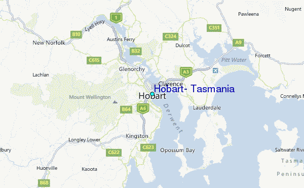 Hobart, Tasmania Tide Station Location Map
