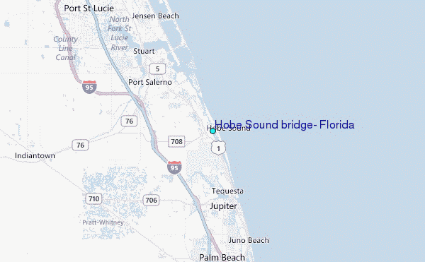 Hobe Sound bridge, Florida Tide Station Location Map