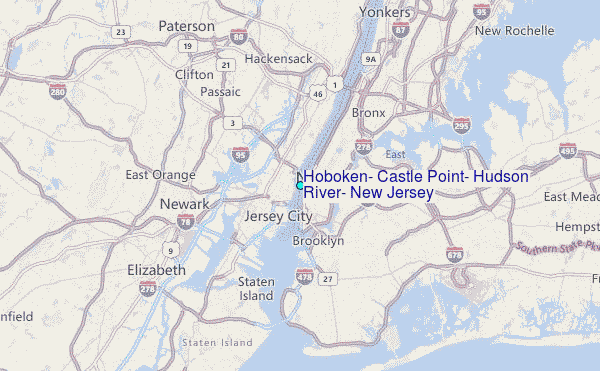Hoboken, Castle Point, Hudson River, New Jersey Tide Station Location Map