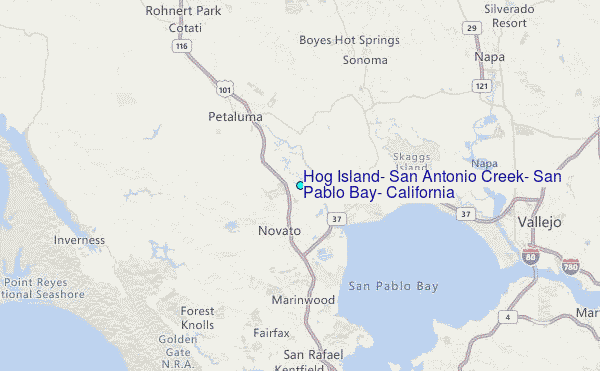Hog Island, San Antonio Creek, San Pablo Bay, California Tide Station Location Map