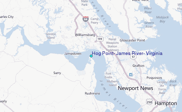 Hog Point, James River, Virginia Tide Station Location Map
