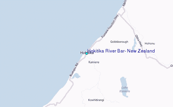 Hokitika River Bar, New Zealand Tide Station Location Map