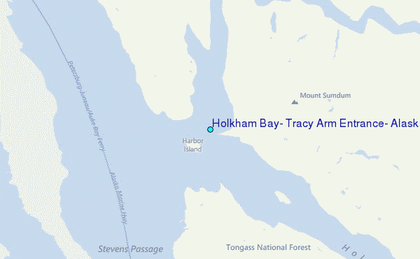 Holkham Bay, Tracy Arm Entrance, Alaska Tide Station Location Map