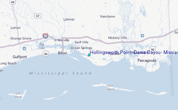 Hollingsworth Point, Davis Bayou, Mississippi Tide Station Location Map