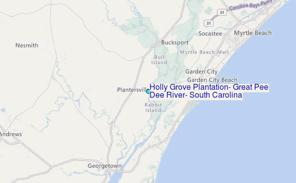 Holly Grove Plantation, Great Pee Dee River, South Carolina Tide Station Location Map