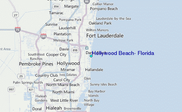 Hollywood Beach, Florida Tide Station Location Map