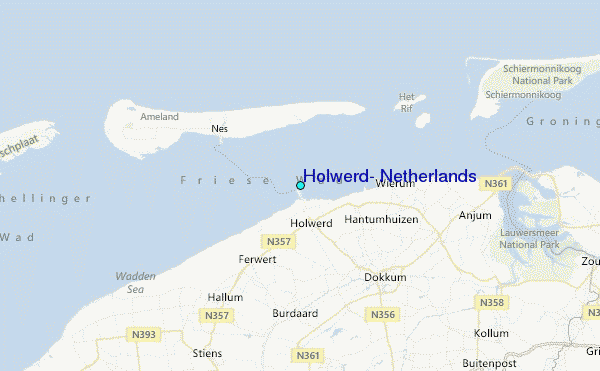 Holwerd, Netherlands Tide Station Location Map