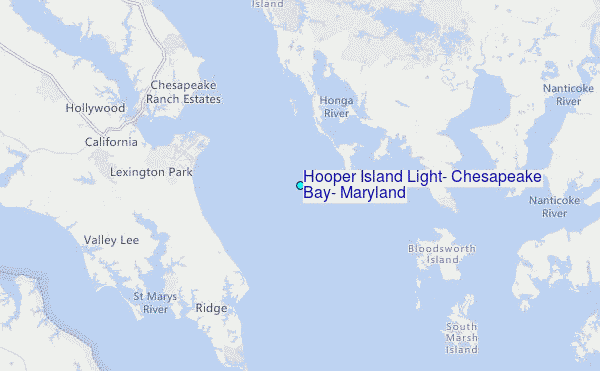 Hooper Island Light, Chesapeake Bay, Maryland Tide Station Location Map