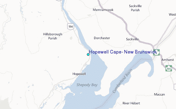 Hopewell Cape, New Brunswick Tide Station Location Map
