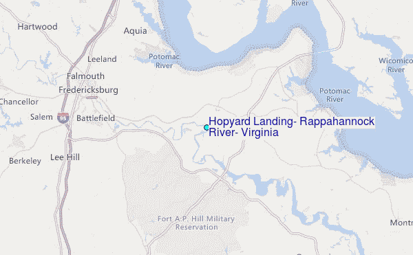 Hopyard Landing, Rappahannock River, Virginia Tide Station Location Map