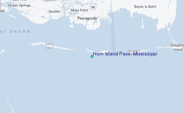 Horn Island Pass, Mississippi Tide Station Location Map