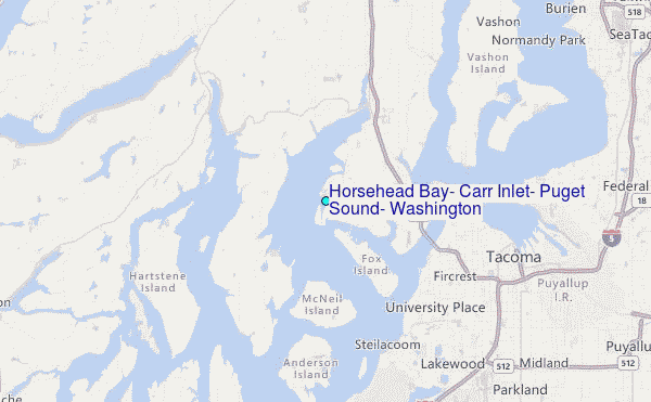 Horsehead Bay, Carr Inlet, Puget Sound, Washington Tide Station Location Map