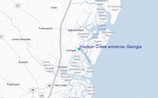 Hudson Creek entrance, Georgia Tide Station Location Map