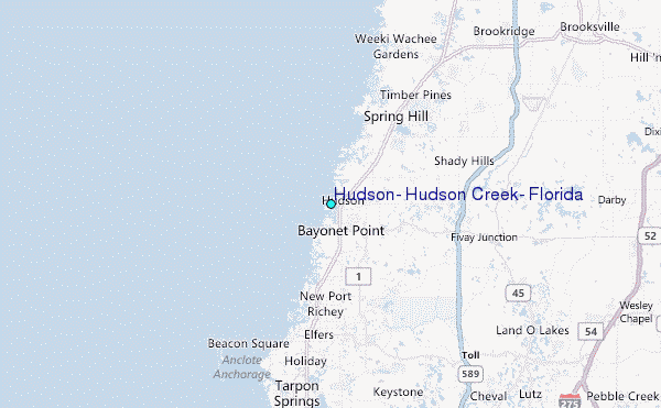 Hudson, Hudson Creek, Florida Tide Station Location Map
