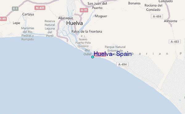 Huelva, Spain Tide Station Location Map