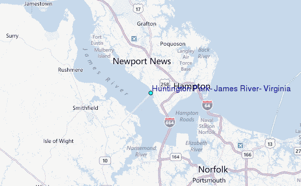 Huntington Park, James River, Virginia Tide Station Location Map