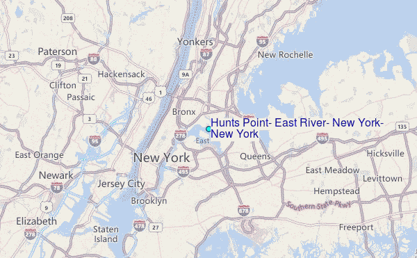 Hunts Point, East River, New York, New York Tide Station Location Map