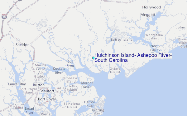 Hutchinson Island, Ashepoo River, South Carolina Tide Station Location Map