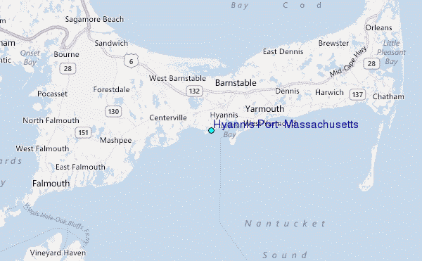Hyannis Port, Massachusetts Tide Station Location Map