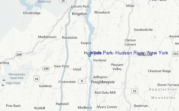Hyde Park, Hudson River, New York Tide Station Location Map