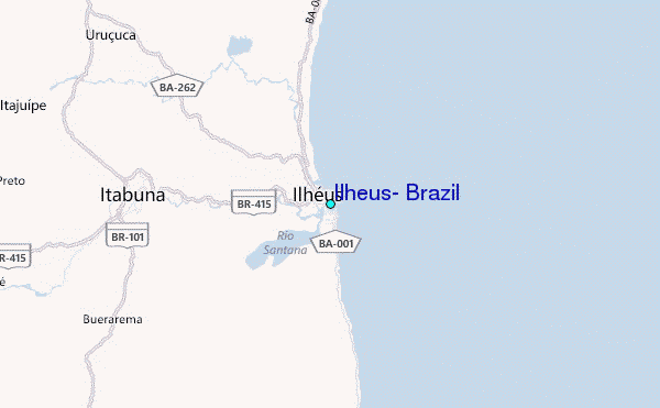 Ilheus, Brazil Tide Station Location Map