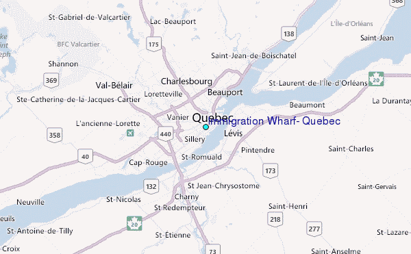 Immigration Wharf, Quebec Tide Station Location Map