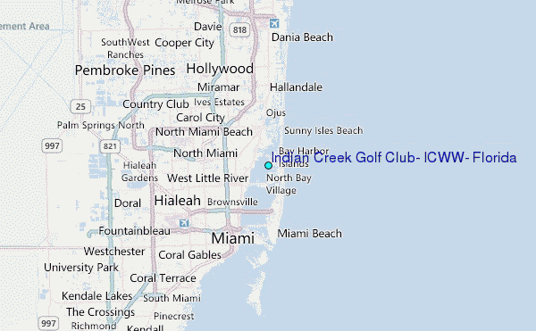 Indian Creek Golf Club, ICWW, Florida Tide Station Location Map