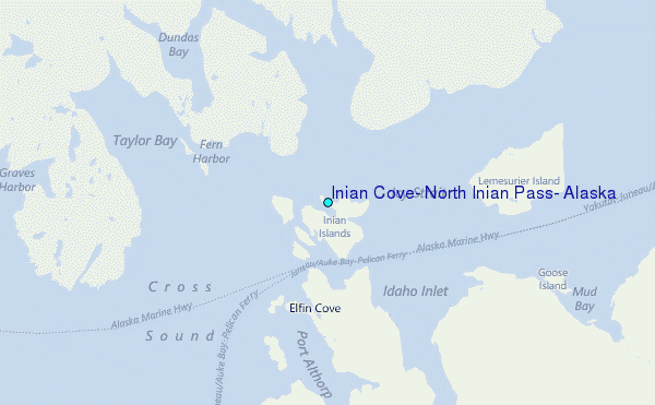 Inian Cove, North Inian Pass, Alaska Tide Station Location Map