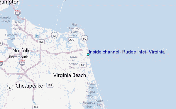 Inside channel, Rudee Inlet, Virginia Tide Station Location Map