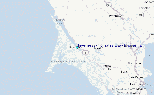 Inverness, Tomales Bay, California Tide Station Location Map