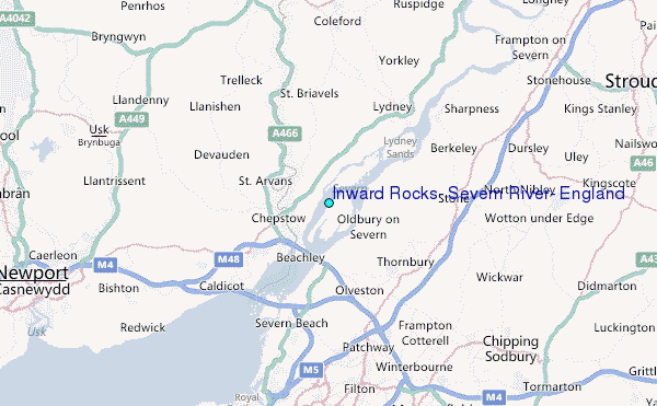 Inward Rocks, Severn River, England Tide Station Location Map