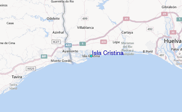 Isla Cristina Tide Station Location Map