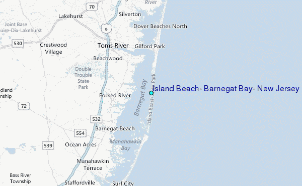 Island Beach, Barnegat Bay, New Jersey Tide Station Location Map