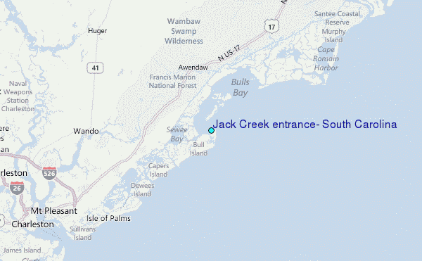 Jack Creek entrance, South Carolina Tide Station Location Map