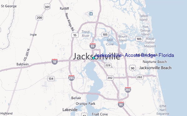 Jacksonville, Acosta Bridge, Florida Tide Station Location Map