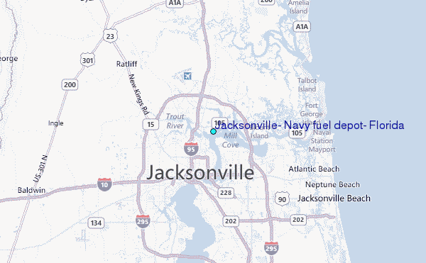 Jacksonville, Navy fuel depot, Florida Tide Station Location Map