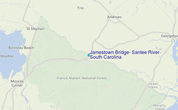 Jamestown Bridge, Santee River, South Carolina Tide Station Location Map